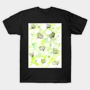 Tropical Indigo Leave Watercolor Pattern T-Shirt